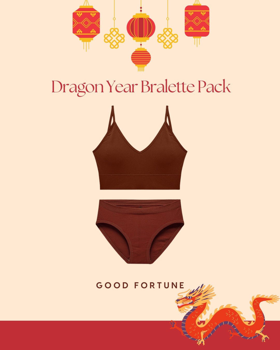 Dragon Year Bralette Pack - Good FortuneS/M - Seamless Lingerie