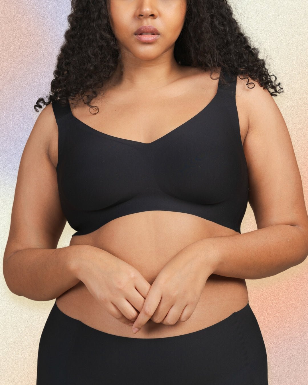 Snap Front Seamless Bra with Ultra-Wide Straps For Comfort and Support,  Plush Fabric - Black, Large 