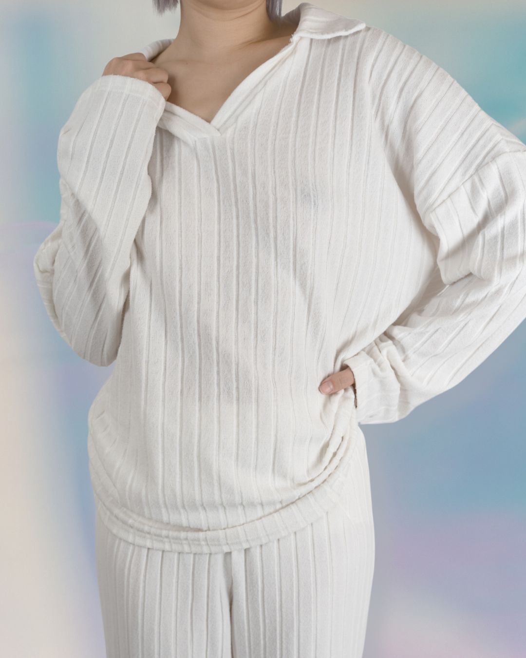 Soft Lounge ribbed knit collared pullover - CoconutS - Seamless Lingerie