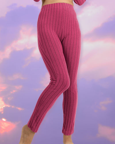 Soft Lounge ribbed knit relaxed legging - Mixed BerryS - Seamless Lingerie