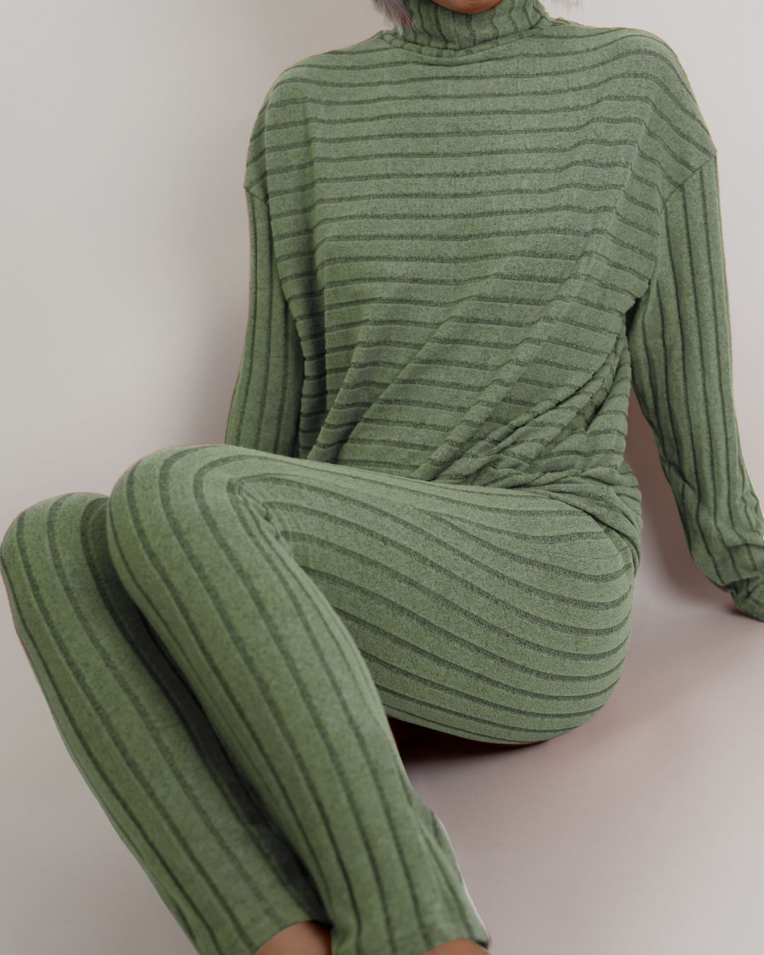 Soft Lounge ribbed knit relaxed legging - OliveS - Seamless Lingerie